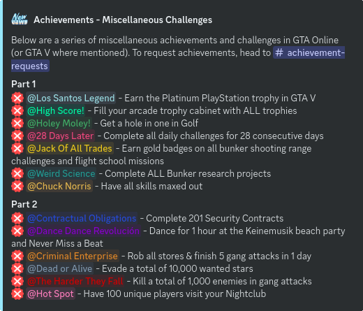 miscellaneous achievements